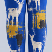 Royal Blue Deer Print Tights Hosiery Pantyhose H69-43