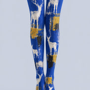 Royal Blue Deer Print Tights Hosiery Pantyhose H69-43