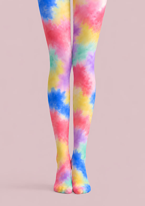 Rainbow Watercolor Print Tights Hosiery Pantyhose H69-44