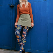 Ginkgo Leaf Floral Print Tights Hosiery Pantyhose H69-46