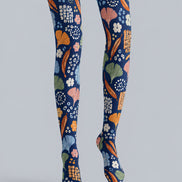 Ginkgo Leaf Floral Print Tights Hosiery Pantyhose H69-46
