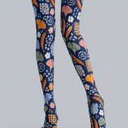 Ginkgo Leaf Floral Print Tights Hosiery Pantyhose H69-46