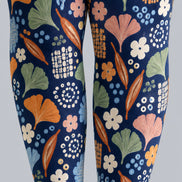 Ginkgo Leaf Floral Print Tights Hosiery Pantyhose H69-46