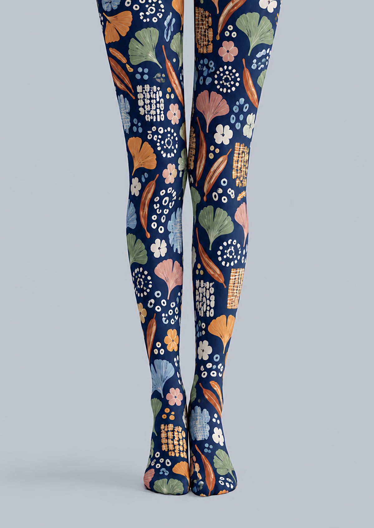 Ginkgo Leaf Floral Print Tights Hosiery Pantyhose H69-46