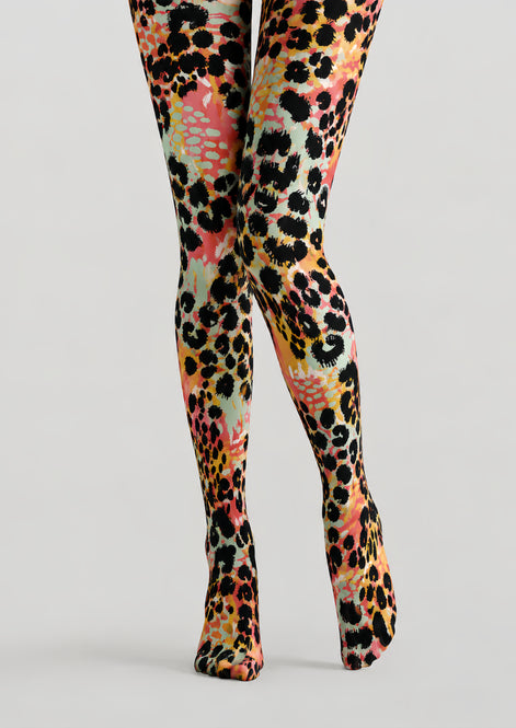 Multicolor Leopard Print Tights Hosiery Pantyhose H69-47