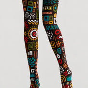 Multicolor Abstract Geometric Tights Hosiery Pantyhose H69-49