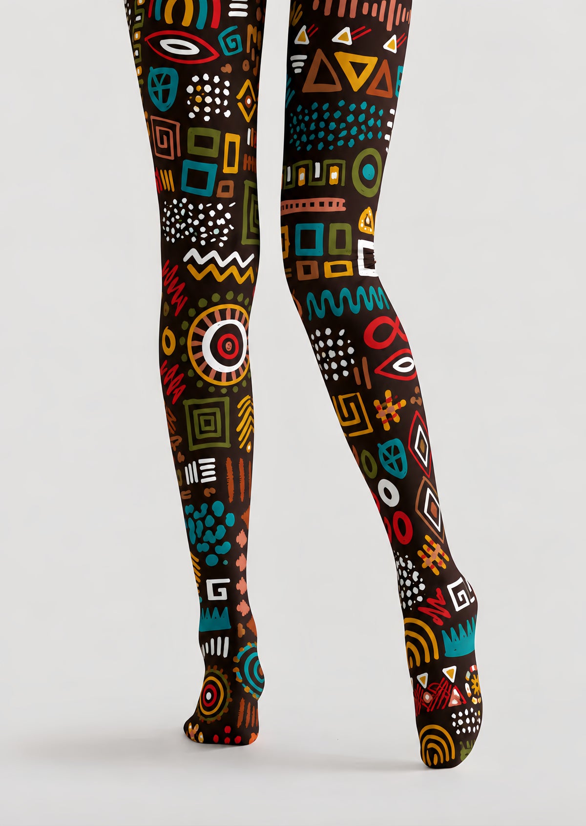 Multicolor Abstract Geometric Tights Hosiery Pantyhose H69-49