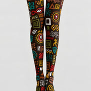 Multicolor Abstract Geometric Tights Hosiery Pantyhose H69-49