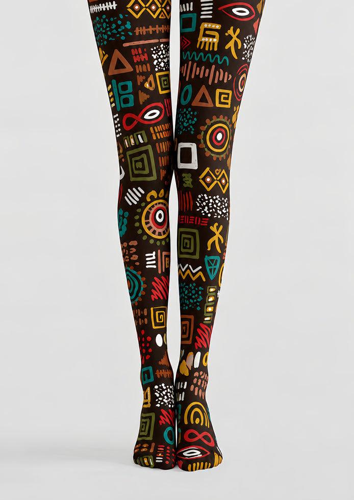 Multicolor Abstract Geometric Tights Hosiery Pantyhose H69-49