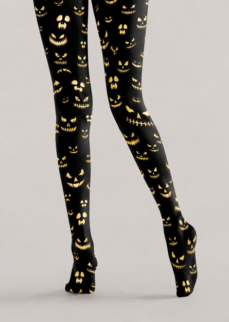 Halloween Pumpkin Face Pattern Tights Hosiery Pantyhose H69-5