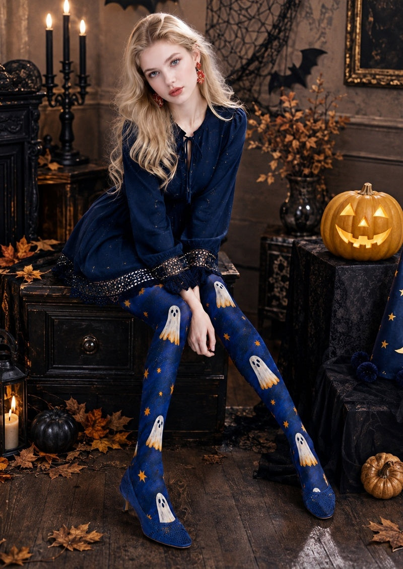 Spooky Ghost Star Halloween Tights Pantyhose Z69-3