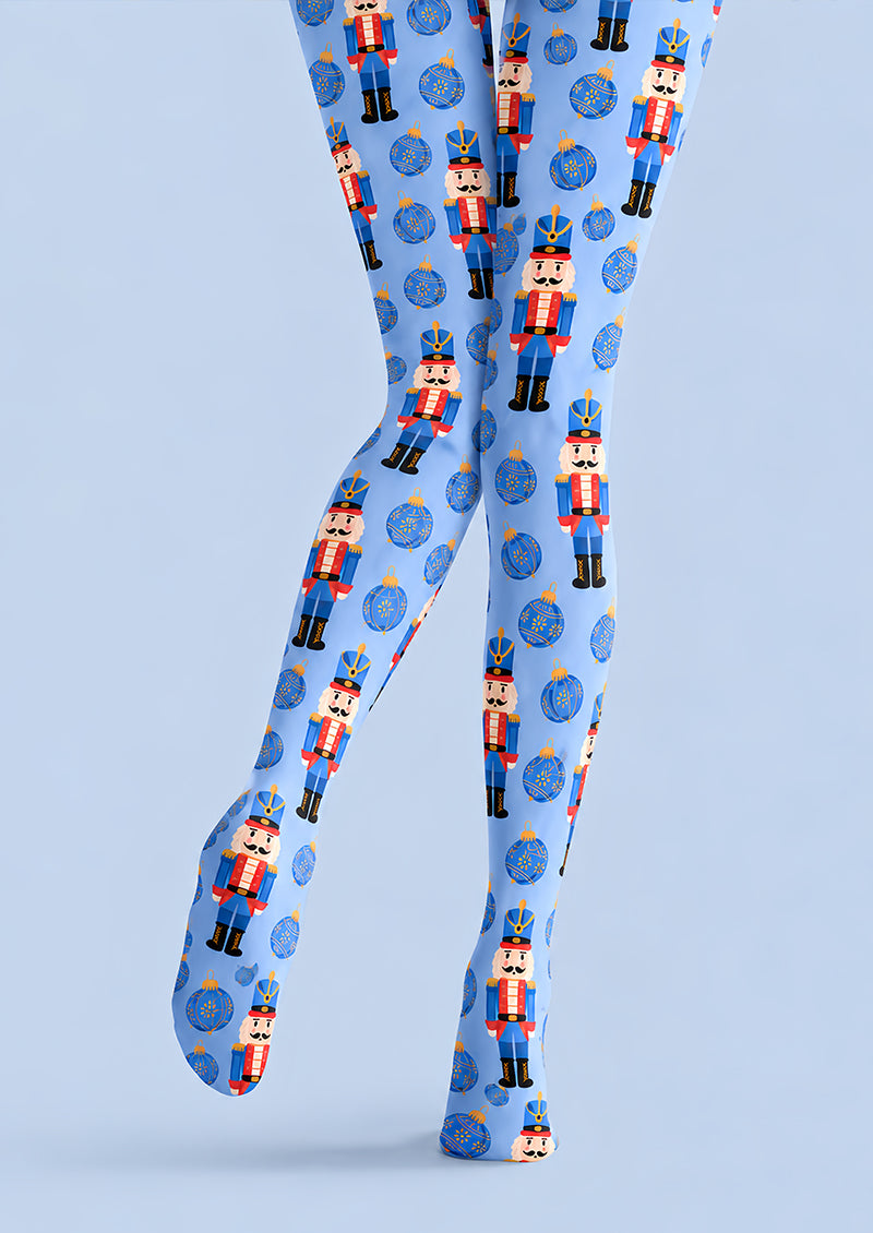 Blue Nutcracker Christmas Graphic Tights Pantyhose L610-11