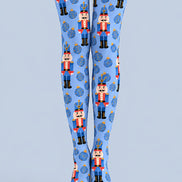 Blue Nutcracker Christmas Graphic Tights Pantyhose L610-11