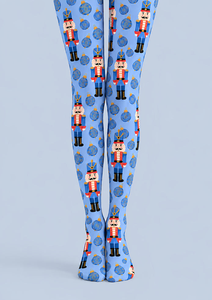 Blue Nutcracker Christmas Graphic Tights Pantyhose L610-11