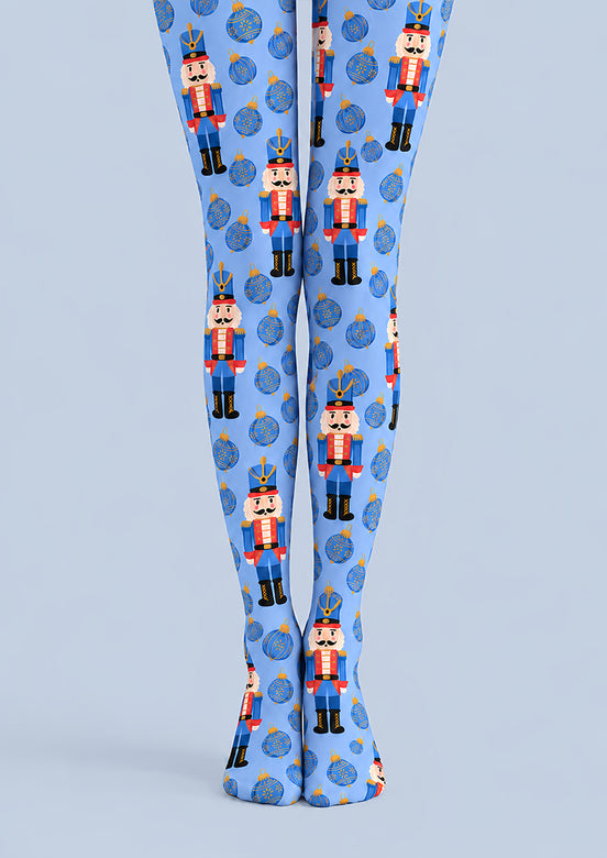 Blue Nutcracker Christmas Graphic Tights Pantyhose L610-11
