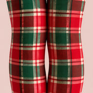 Classic Red Green Christmas Plaid Print Tights L610-14