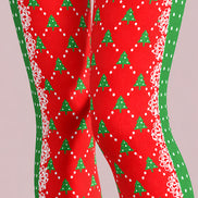 Red Christmas Tree Diamond Print Tights Pantyhose L610-15