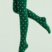 Green Polka Dot Holiday Everyday Tights Pantyhose L610-17