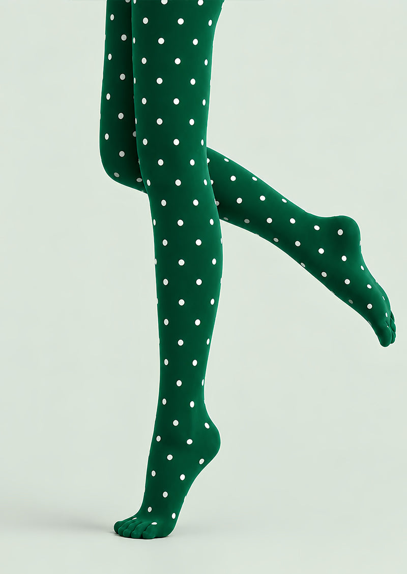 Green Polka Dot Holiday Everyday Tights Pantyhose L610-17