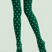 Green Polka Dot Holiday Everyday Tights Pantyhose L610-17