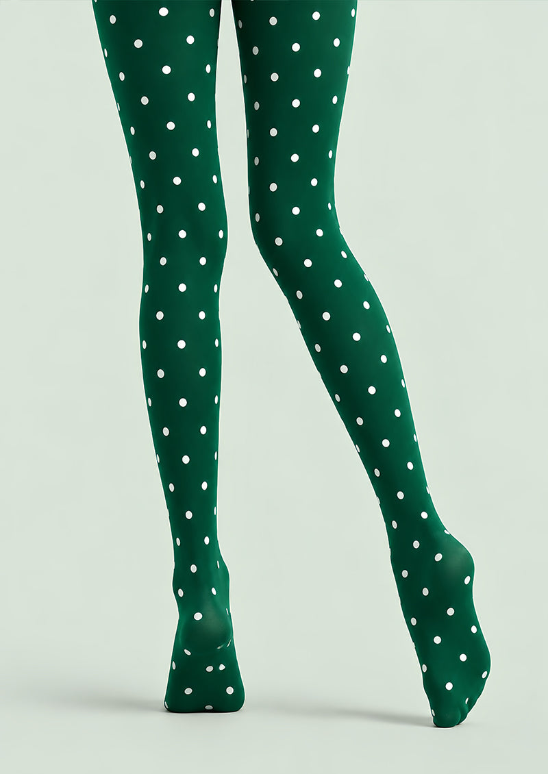 Green Polka Dot Holiday Everyday Tights Pantyhose L610-17