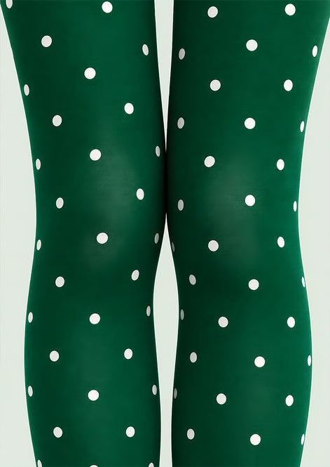 Green Polka Dot Holiday Everyday Tights Pantyhose L610-17
