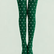 Green Polka Dot Holiday Everyday Tights Pantyhose L610-17