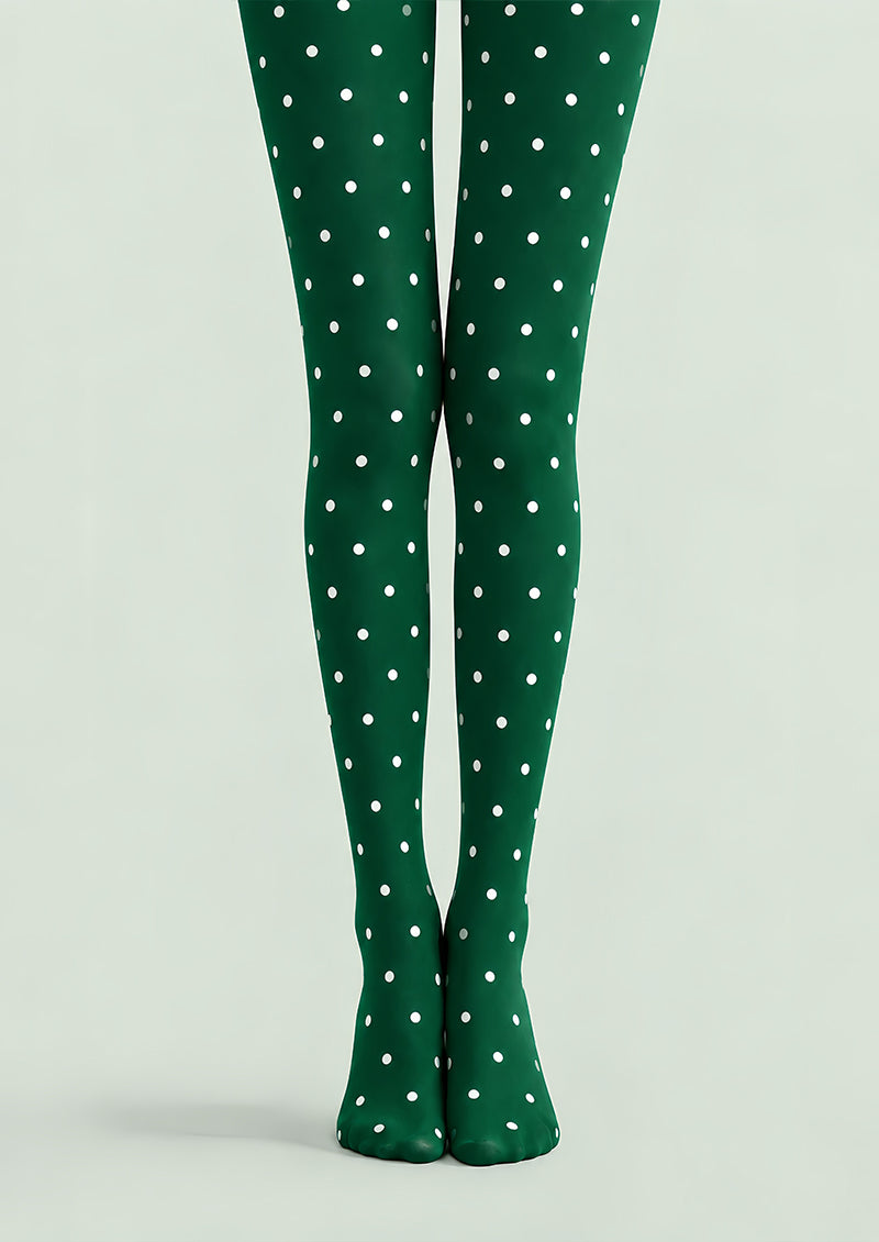 Green Polka Dot Holiday Everyday Tights Pantyhose L610-17