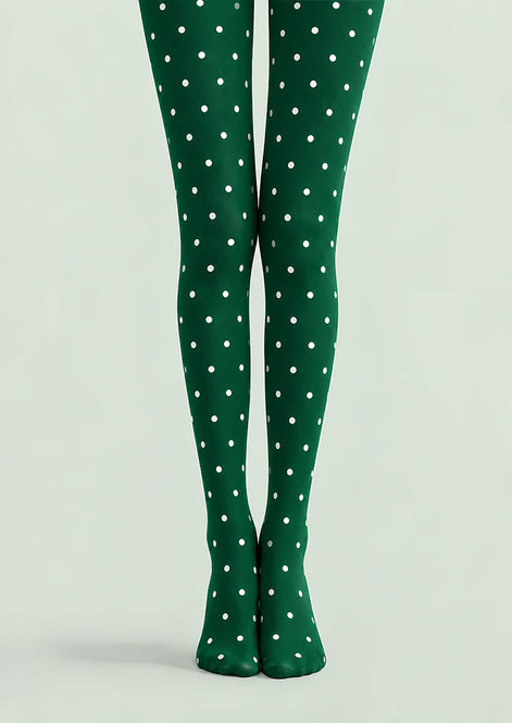 Green Polka Dot Holiday Everyday Tights Pantyhose L610-17