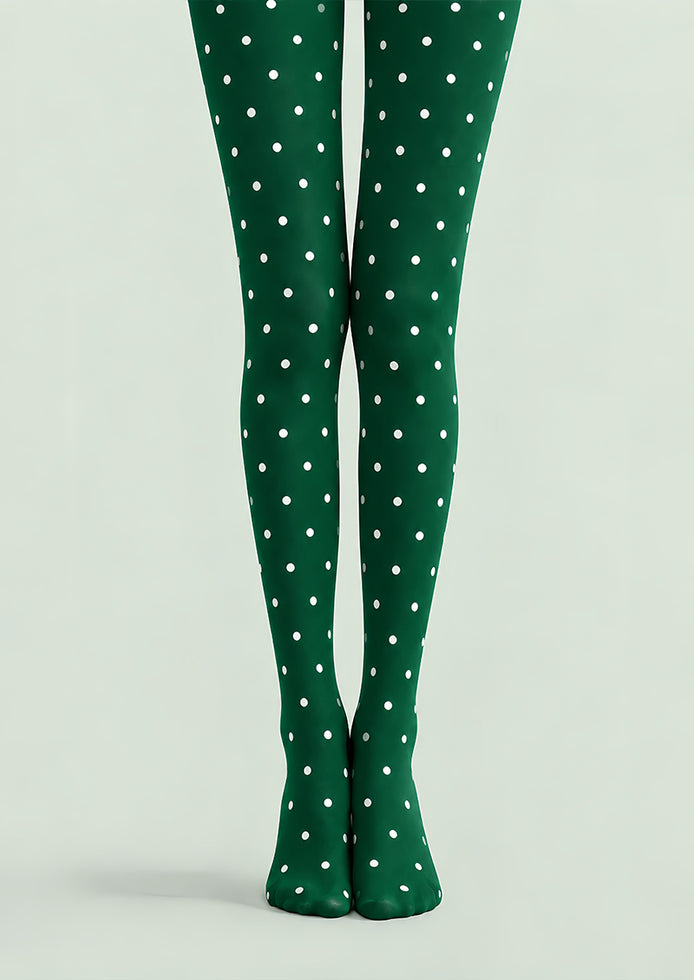 Green Polka Dot Holiday Everyday Tights Pantyhose L610-17