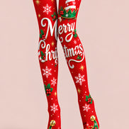 Merry Christmas Print Tights Hosiery Pantyhose L610-2