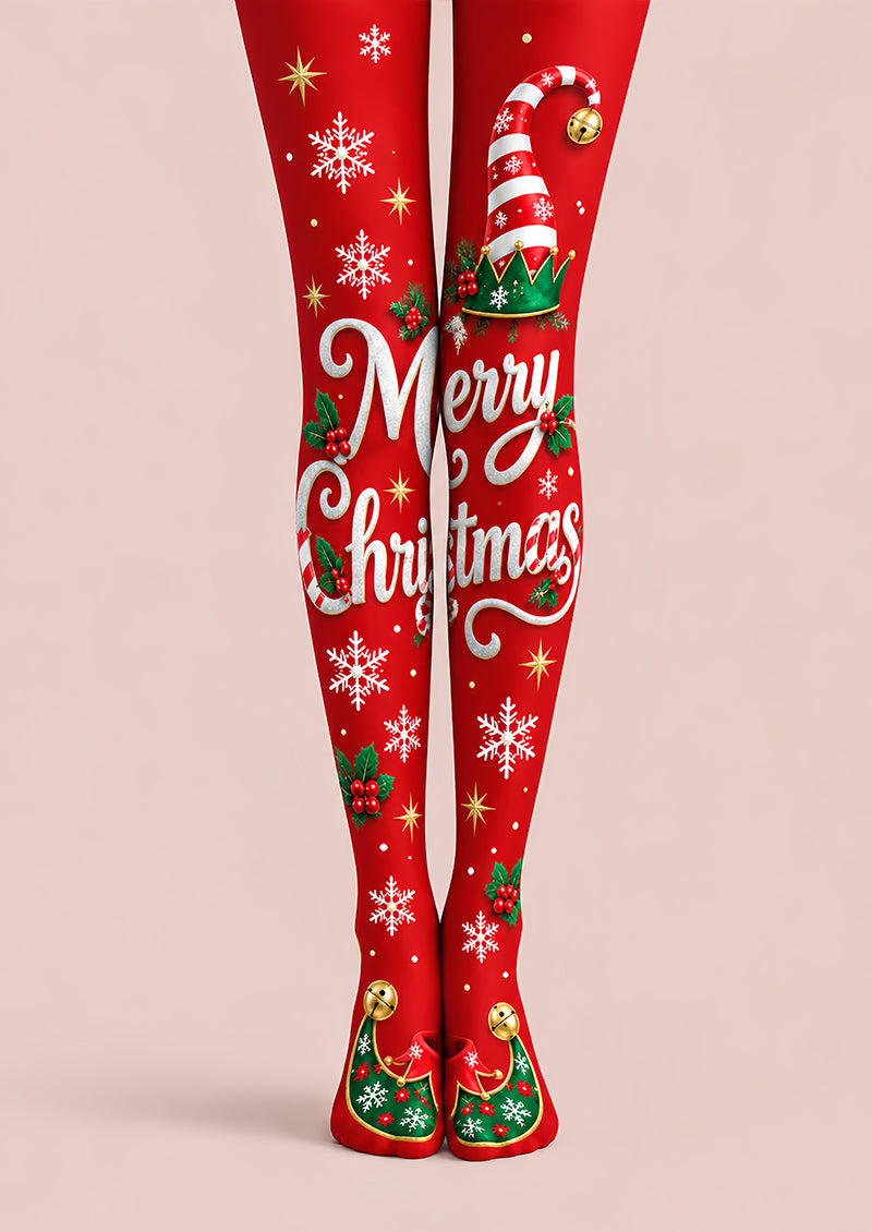 Merry Christmas Print Tights Hosiery Pantyhose L610-2