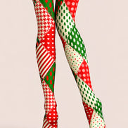 Christmas Tree Plaid Patchwork Tights Pantyhose L610-21