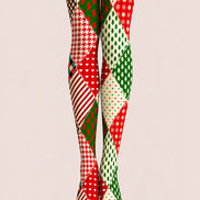 Christmas Tree Plaid Patchwork Tights Pantyhose L610-21