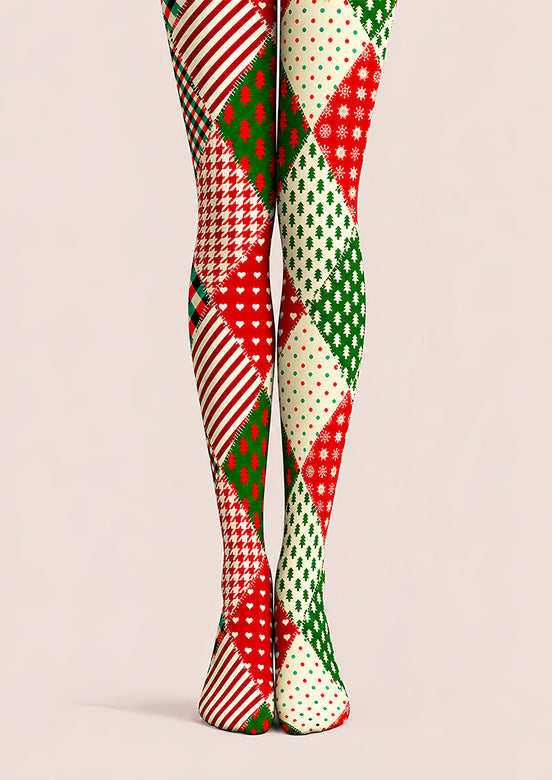 Christmas Tree Plaid Patchwork Tights Pantyhose L610-21