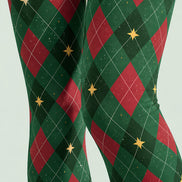 Green Red Argyle Star Print Tights Pantyhose L610-23