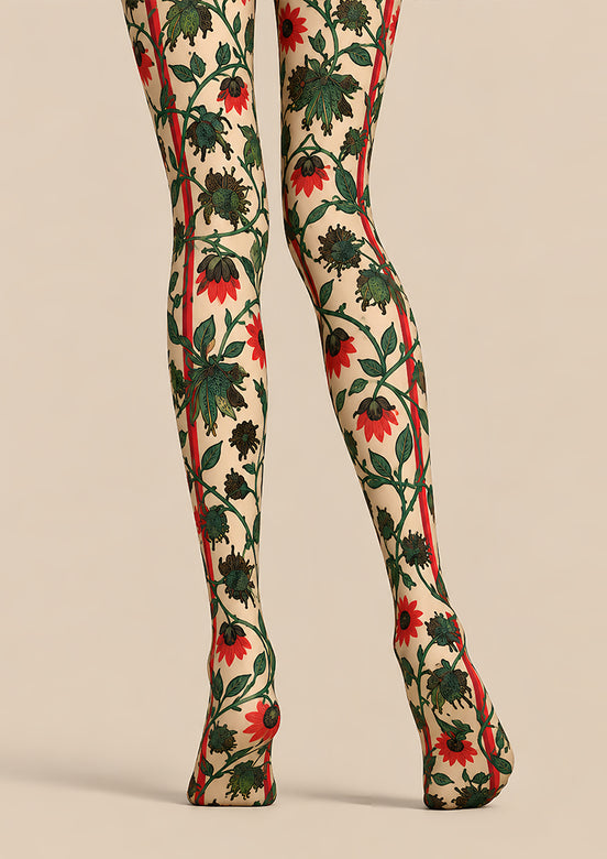 Vintage Floral Vine Pattern Tights Hosiery Pantyhose L610-26