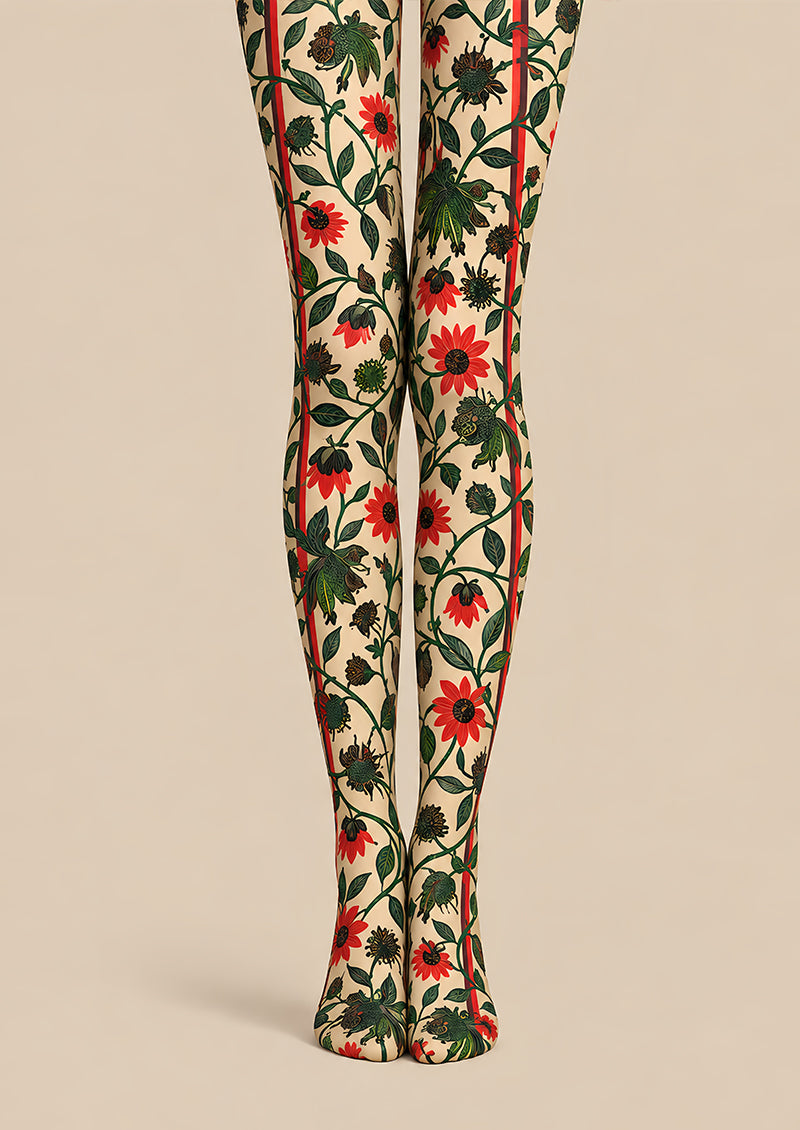 Vintage Floral Vine Pattern Tights Hosiery Pantyhose L610-26