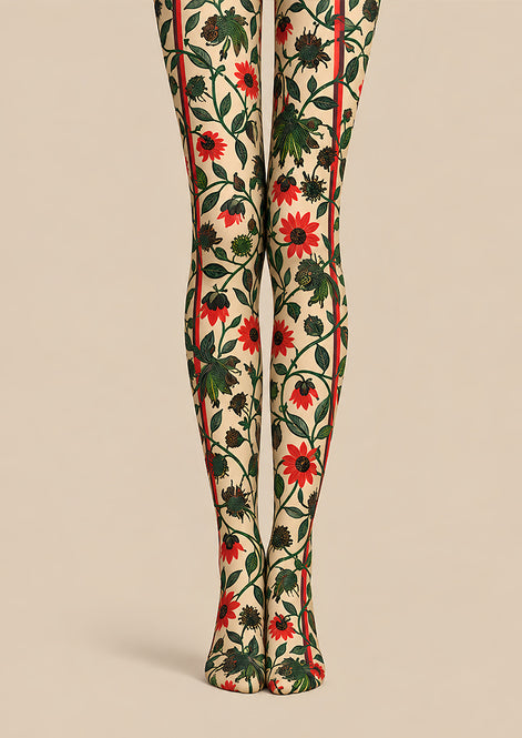Vintage Floral Vine Pattern Tights Hosiery Pantyhose L610-26