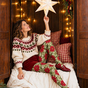 Christmas Red Poinsettia Floral Print Tights L610-4