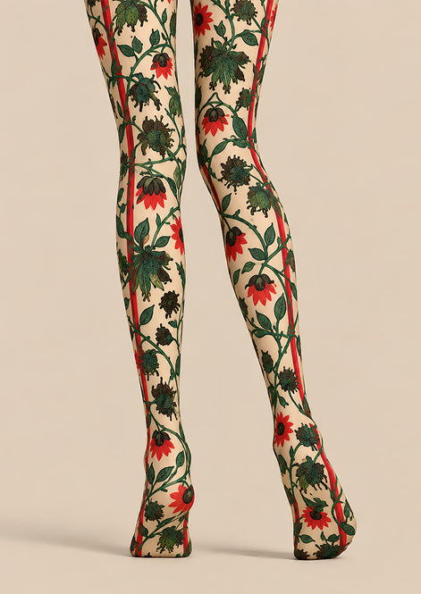 Vintage Floral Vine Pattern Tights Hosiery Pantyhose L610-5