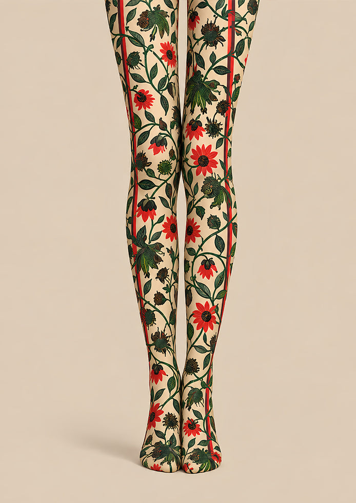Vintage Floral Vine Pattern Tights Hosiery Pantyhose L610-5
