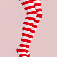 Red White Striped Christmas Tights Hosiery Pantyhose L610-6