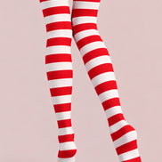 Red White Striped Christmas Tights Hosiery Pantyhose L610-6