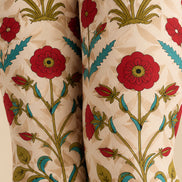 Cream Red Floral Print Tights Hosiery Pantyhose L610-6