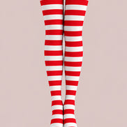 Red White Striped Christmas Tights Hosiery Pantyhose L610-6