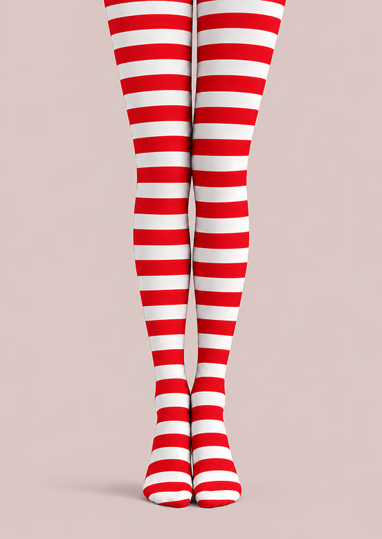 Red White Striped Christmas Tights Hosiery Pantyhose L610-6
