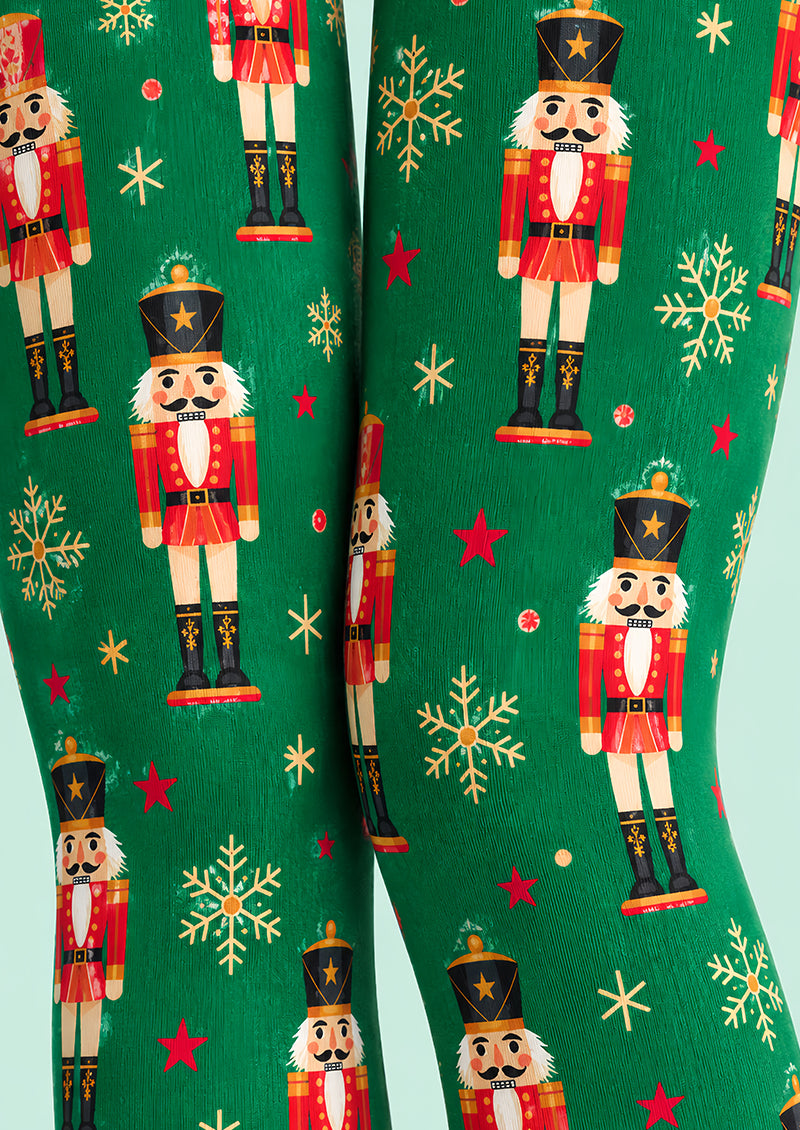 Christmas Green Nutcracker Snowflake Pattern Tights L610-8
