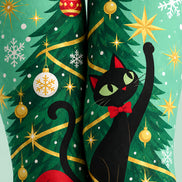 Black Cat Christmas Tree Print Tights Pantyhose L610-9