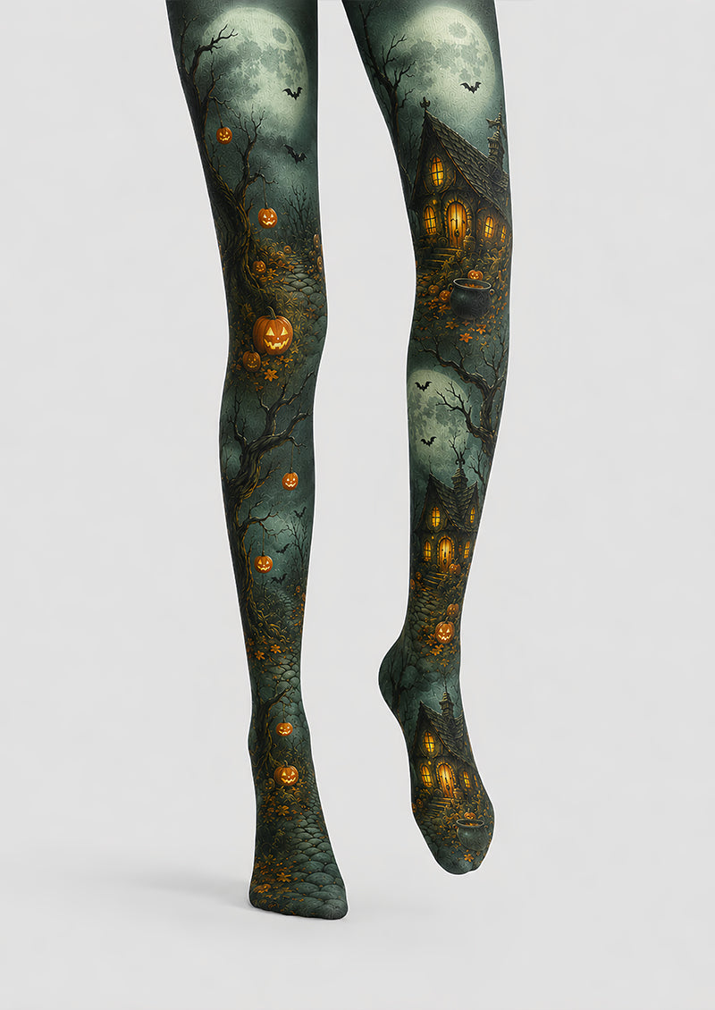 Patterned Tights Pumpkin Cottage Halloween Pantyhose L67-1